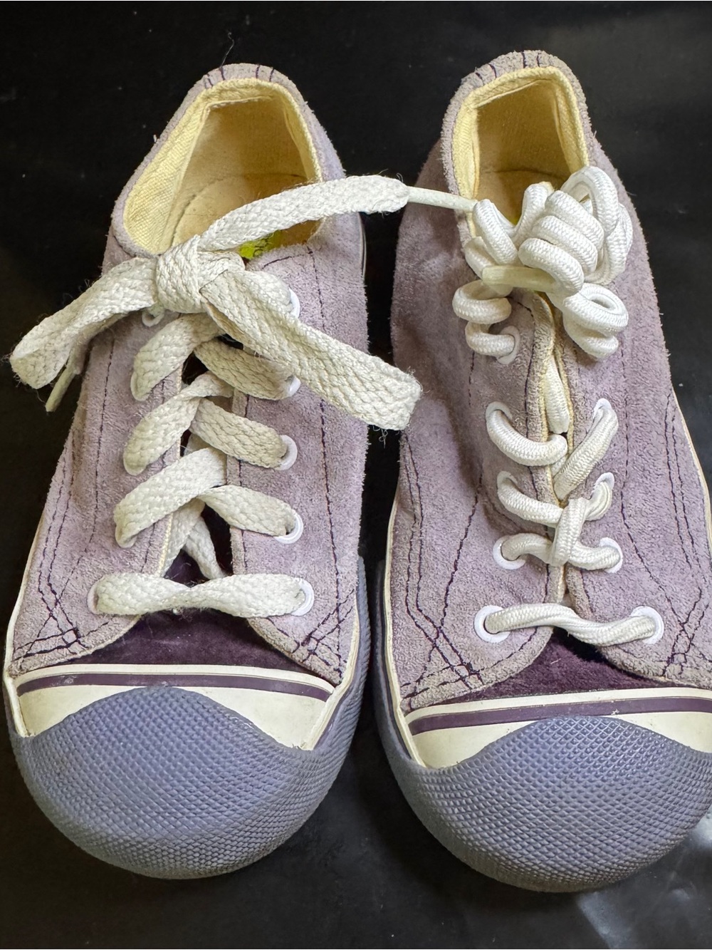 Morgan & Milo Baby Girl Lavender Suede Low-Top Sneakers with White Laces